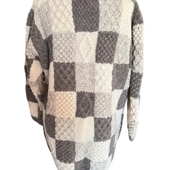 Vintage Blarney Woolen Mills Chunky Wool Patchwork Cardigan Sweater Size: XL - Picture 4 of 13